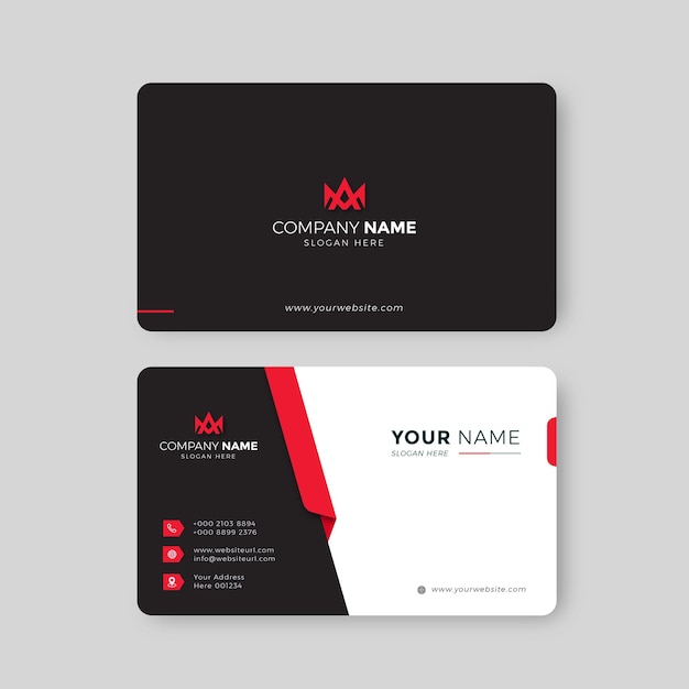 Professional Elegant black and red Modern Business Card