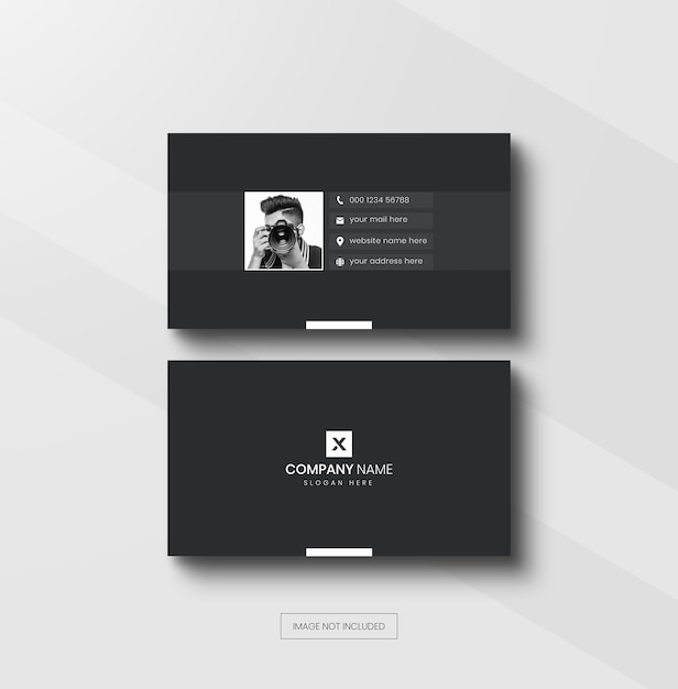 Professional elegant black and white modern minimalist business card template for photographer