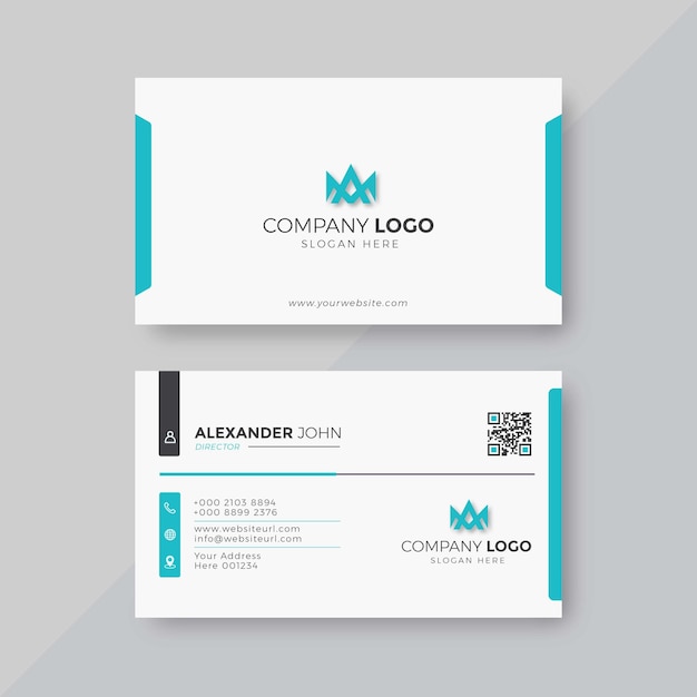 Professional Elegant blue and white Modern Business Card Design Template