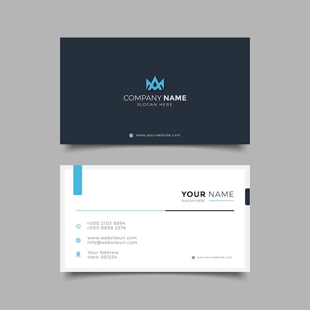 Professional Elegant blue and white Modern Business Card Design Template