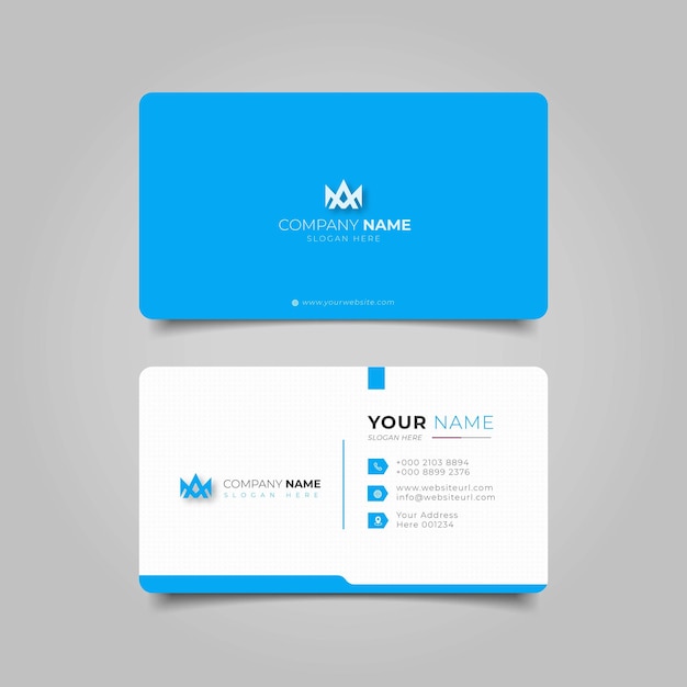 Профессиональный элегантный синий и белый современный шаблон дизайна визитной карточки