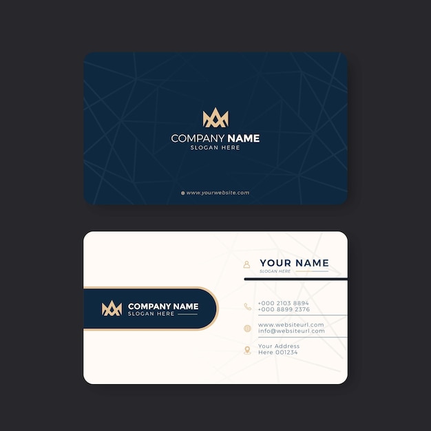 Professional elegant blue and white modern business card design template