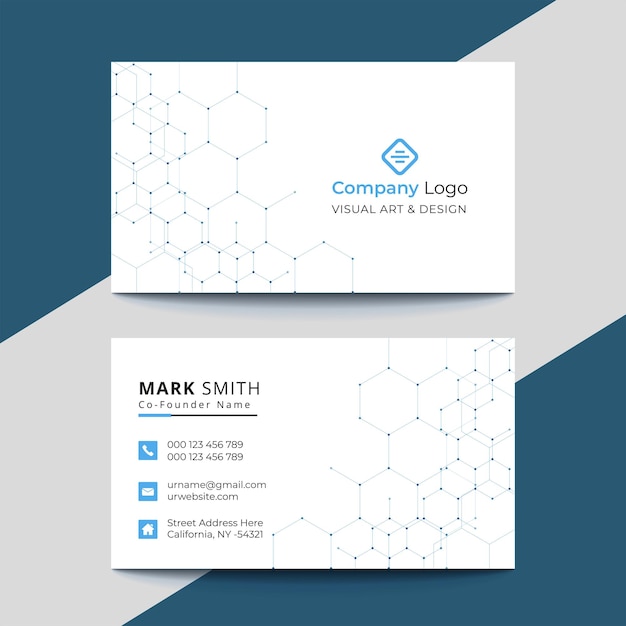 Professional elegant blue and white modern business card design