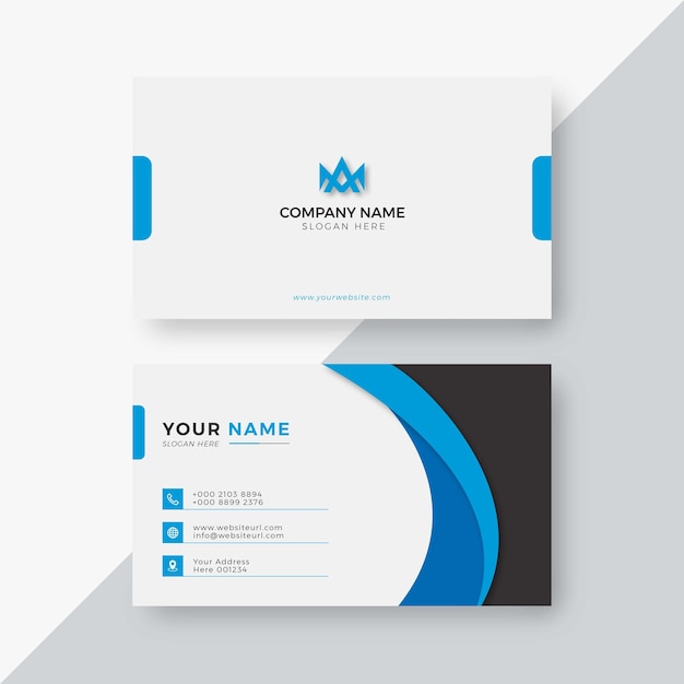 Professional elegant blue and white modern creative business card