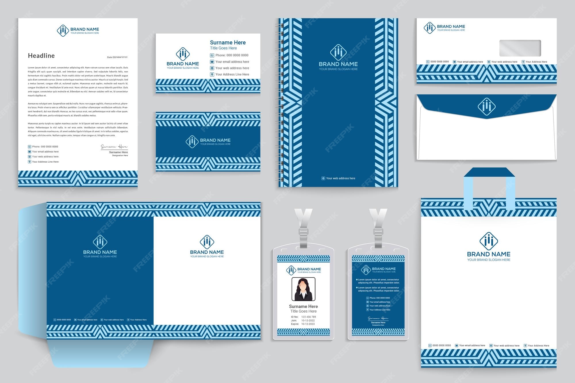 Premium Vector Professional elegant blue and white modern stationery design template