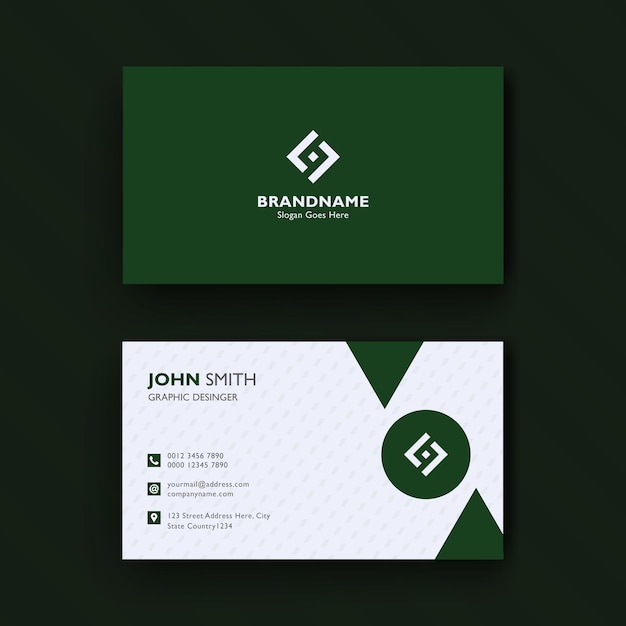 professional elegant business card in dark green colour