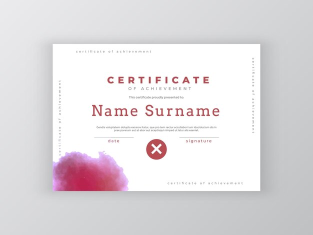 Professional elegant certificate template with watercolor