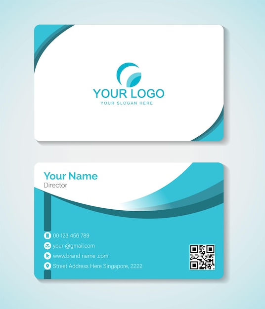 Professional elegant cyan and white modern business card design template, visiting card, vc design