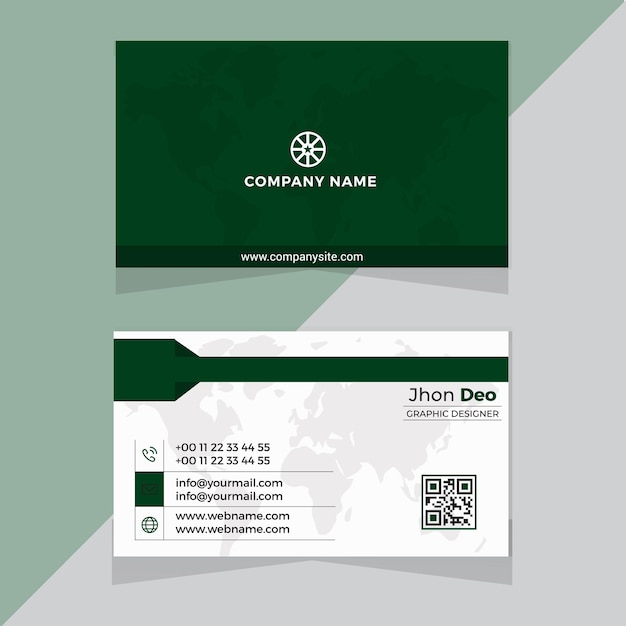 Professional elegant green and white corporate business card design template premium vector