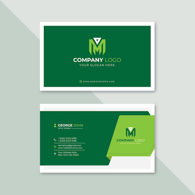 professional elegant green and white modern business card design template