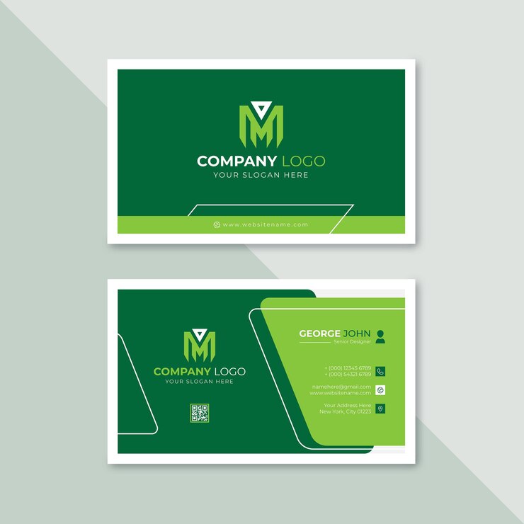 Professional elegant green and white modern business card design template