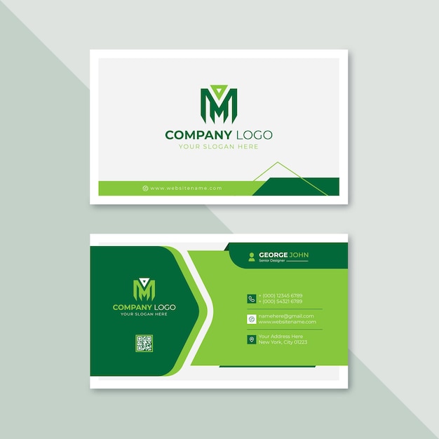 Vector professional elegant green and white modern business card design template