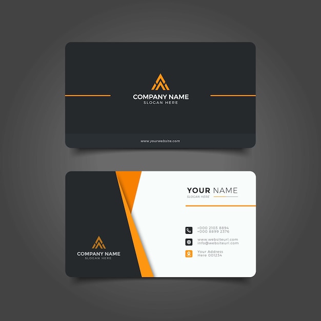 Professional Elegant orange and black Modern Business Card Design Corporate Template