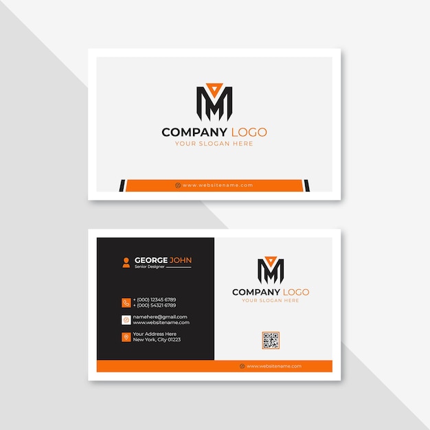 Professional elegant orange and white modern business card design