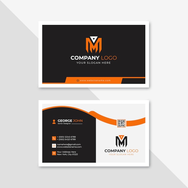 Профессиональный элегантный оранжевый и белый современный дизайн визитной карточки