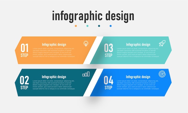 Modello di infografica aziendale di presentazione elegante professionale con 4 passaggi vettore premium