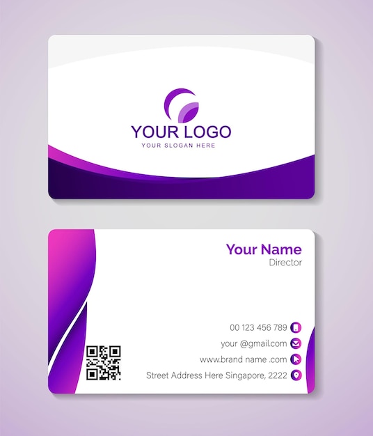 Professional elegant purple and white modern business card design template, visiting card, vc design