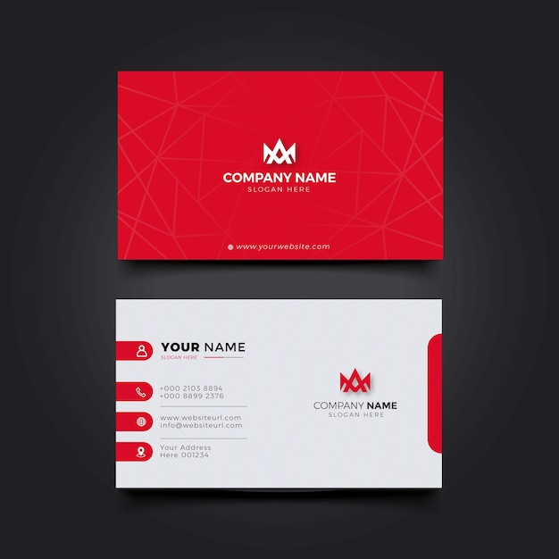Профессиональный элегантный красный и белый современный шаблон дизайна визитной карточки