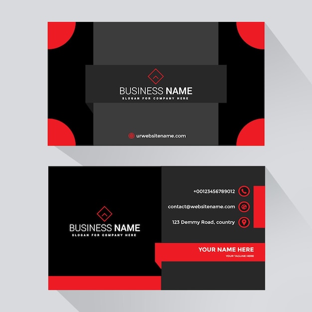 Professional elegant red and black business card template design