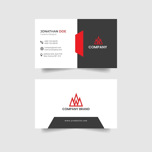 Профессиональный элегантный красный и черный современный шаблон дизайна визитной карточки