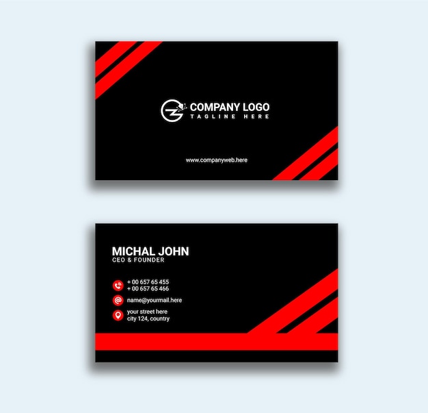 Professional elegant red and black modern business card design template