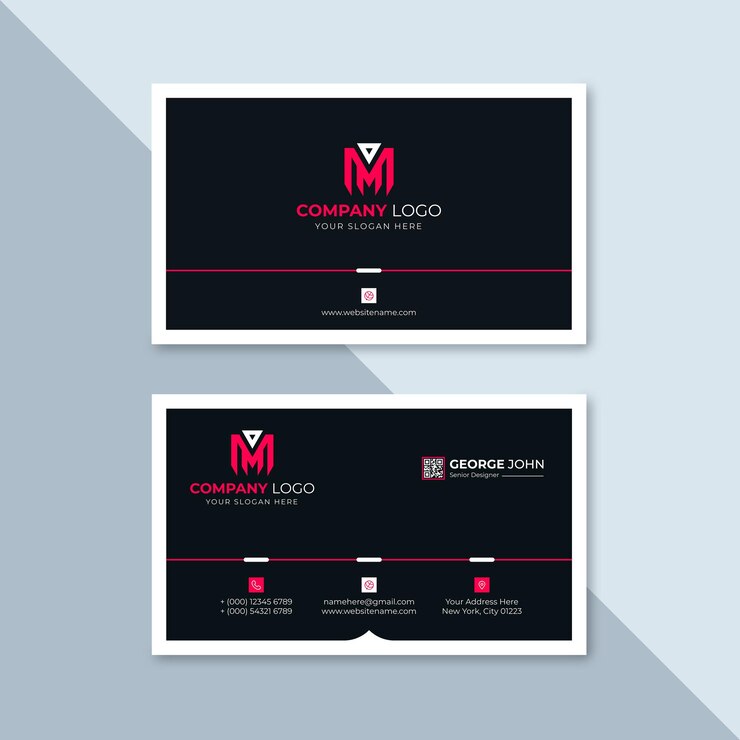 Professional elegant red and black modern business card design template