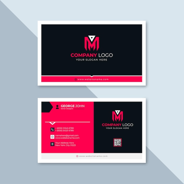 Professional elegant red and black modern business card design template