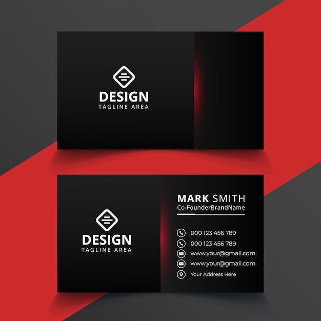 Professional elegant red and black modern business card design