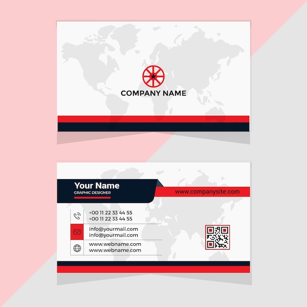 Professional elegant red and white modern business card design template Premium Vector