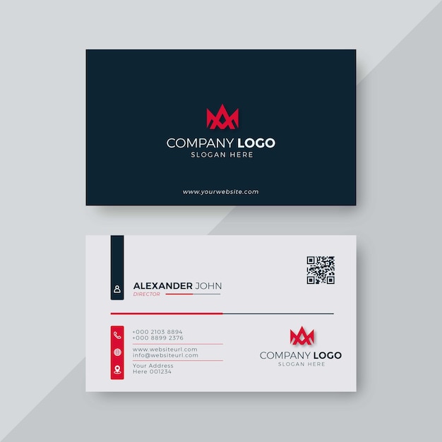 Vector professional elegant red and white modern business card design template