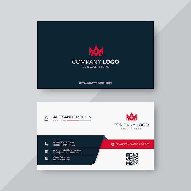 Professional Elegant red and white Modern Business Card Design Template