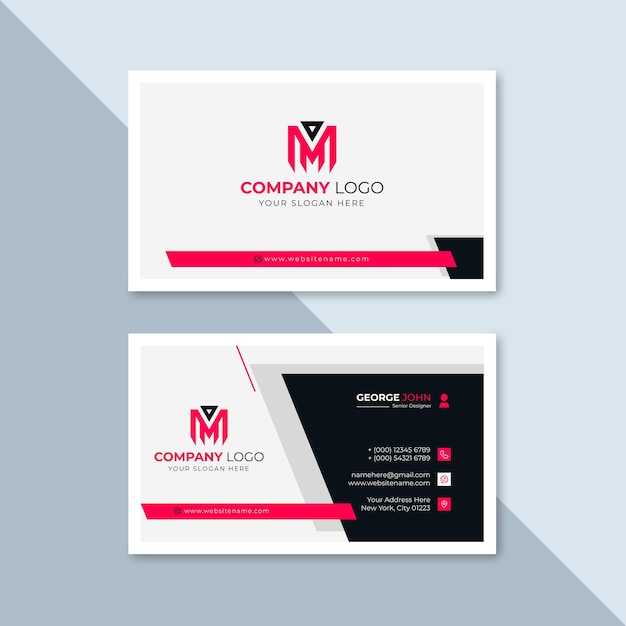 Professional elegant red and white modern business card design template