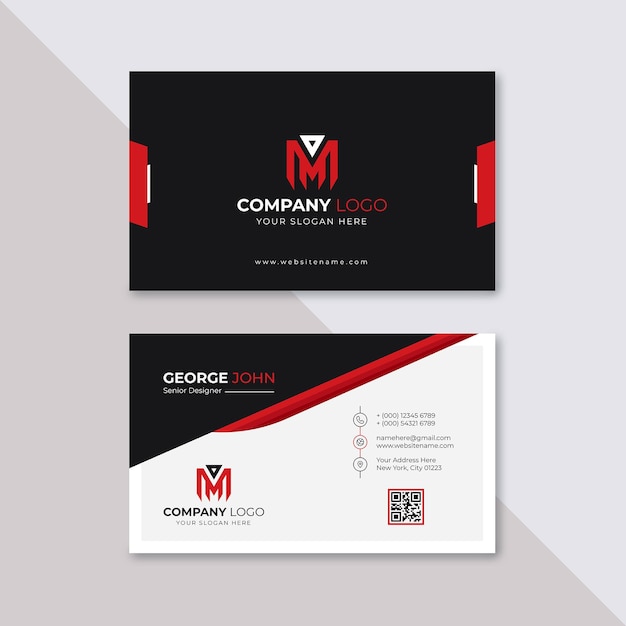 Professional elegant red and white modern business card design template