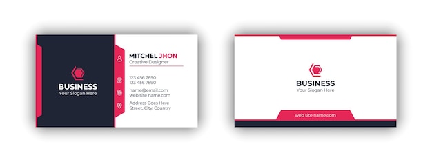 Профессиональный элегантный красно-белый современный дизайн визитной карточки