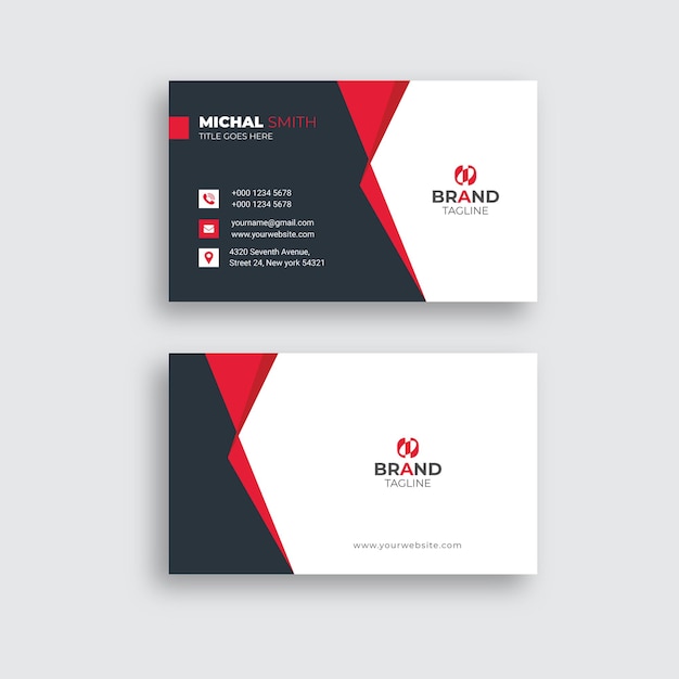 Professional elegant red and white modern business card template design