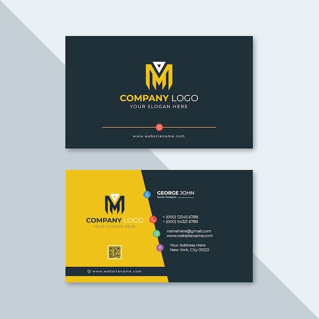 Professional elegant yellow and black modern business card design