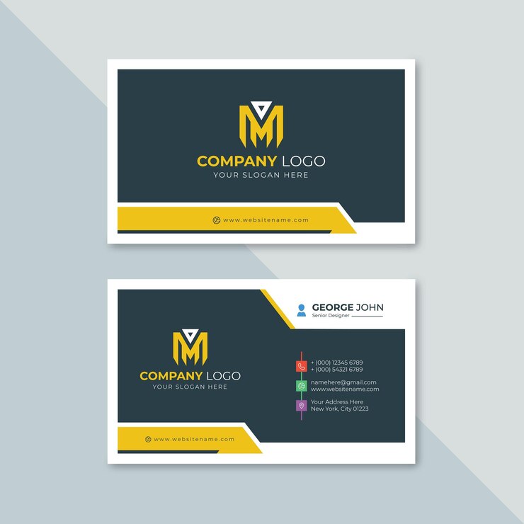 Professional elegant yellow and black modern business card design