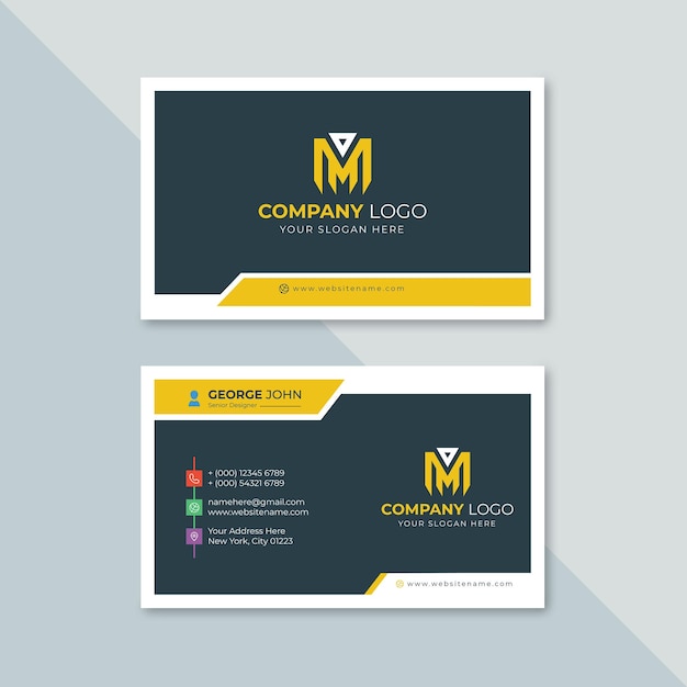 Professional elegant yellow and black modern business card design