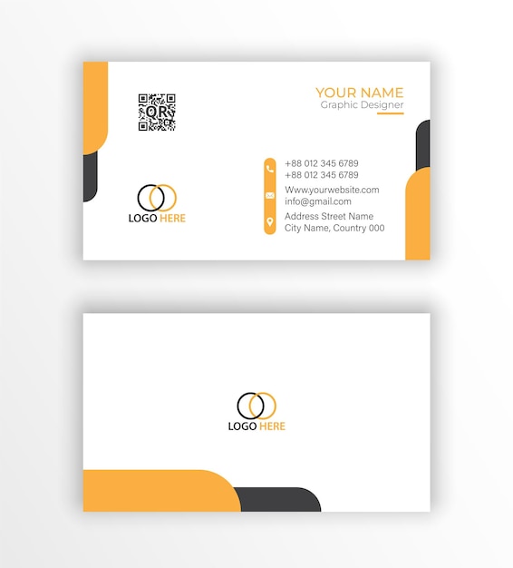 Professional elegant yellow and white modern business card design corporate template
