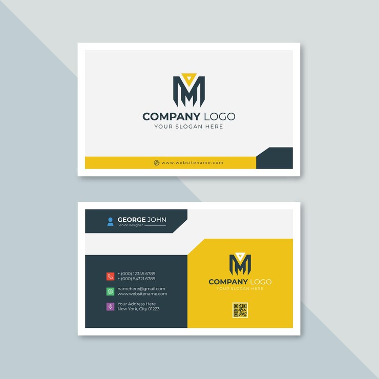Professional elegant yellow and white modern business card design