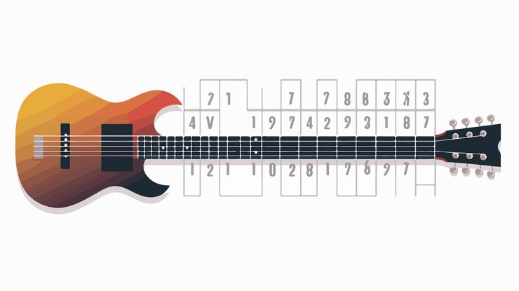 Vector professional em7 guitar chords tablature for finger placement