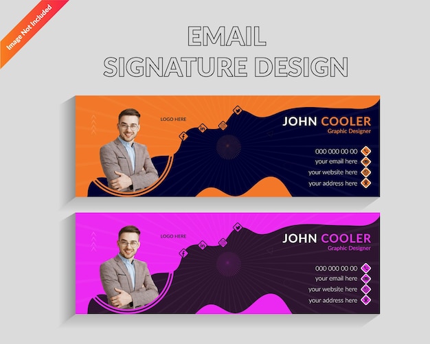 Design professionale del modello di scheda di progettazione della firma e-mail per le imprese