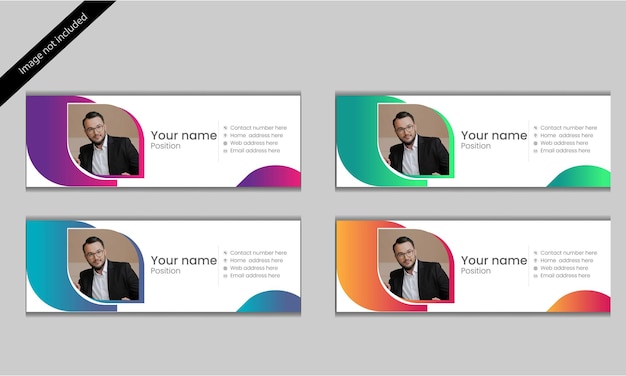 Professional email signature template design in gradient colors