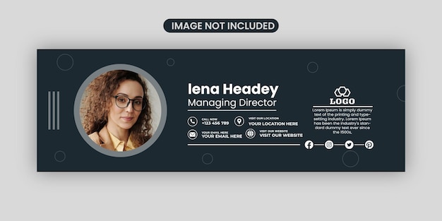 Professional email signature template design with an author photo place