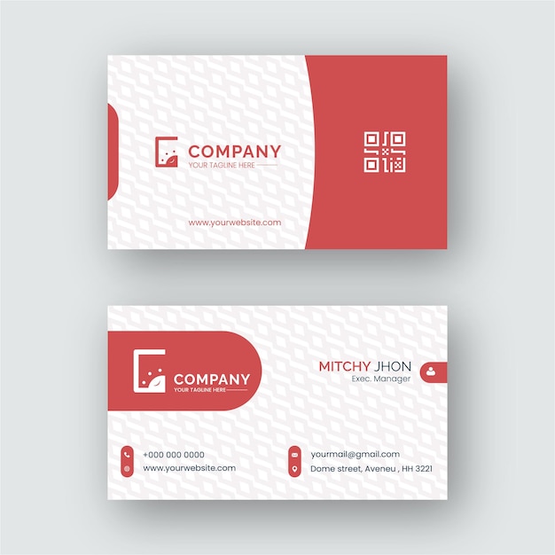 Профессиональный красный и белый современный шаблон дизайна визитной карточки