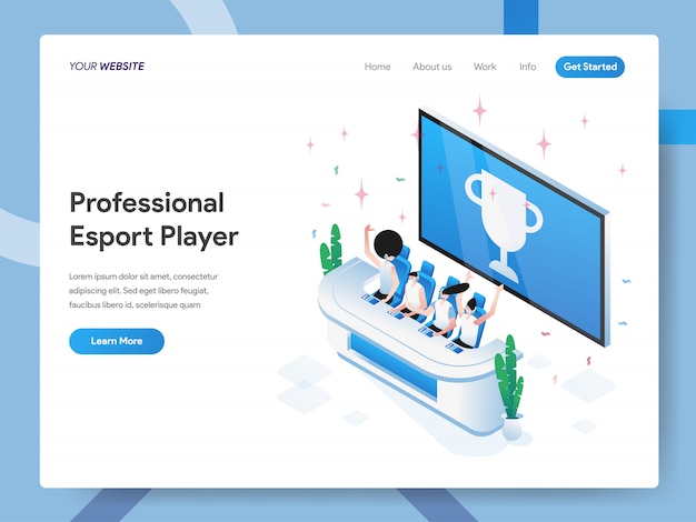 Vector professional esport player isometric illustration for website page