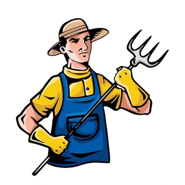 Professional Farmer Character Illustration