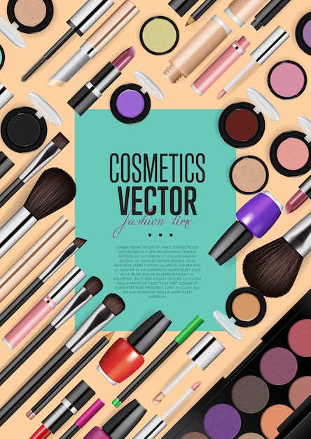 Vector professional fashion makeup realism banner