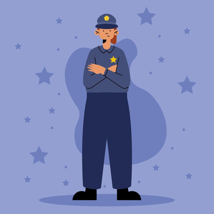 Vector professional female police worker