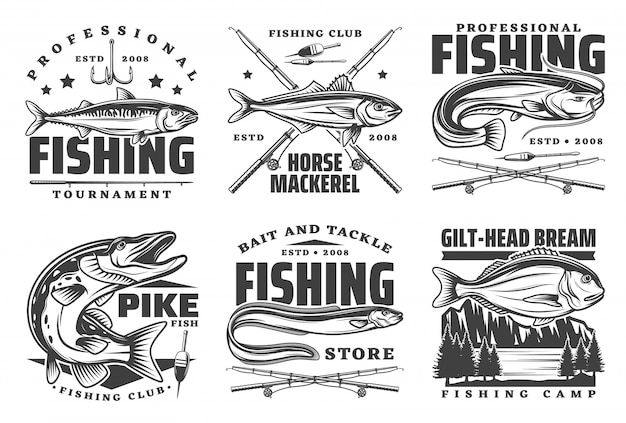 Professional fishing sport, fisherman club badges